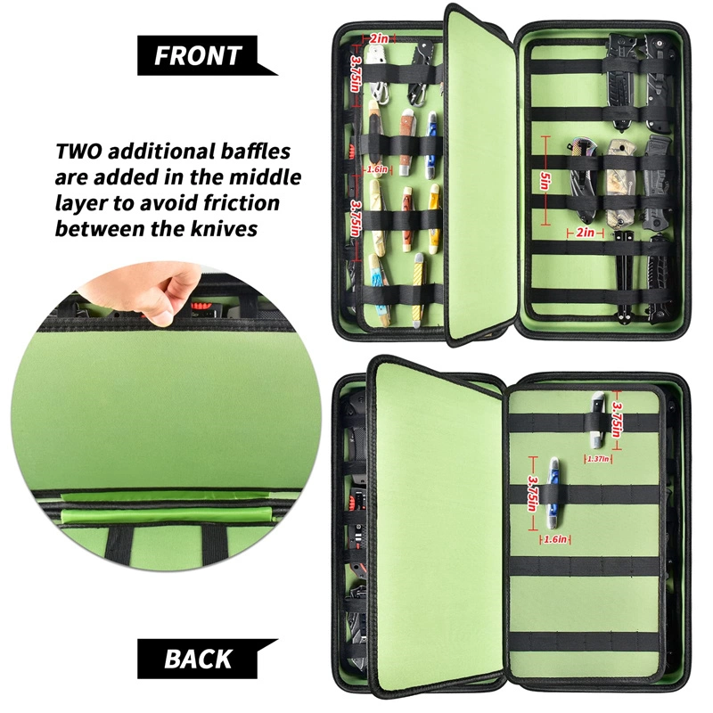Butterfly Knives Storage Organizer, Knives Roll Collection Pouch Carrier Bag for Survival Tactical Outdoor for EDC Mini Knife -Green