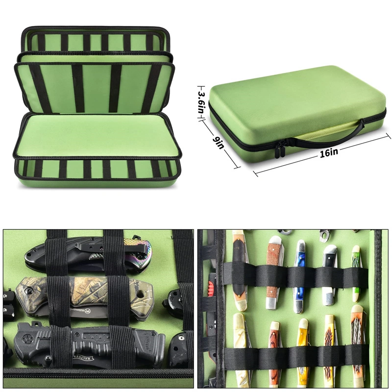 Butterfly Knives Storage Organizer, Knives Roll Collection Pouch Carrier Bag for Survival Tactical Outdoor for EDC Mini Knife -Green
